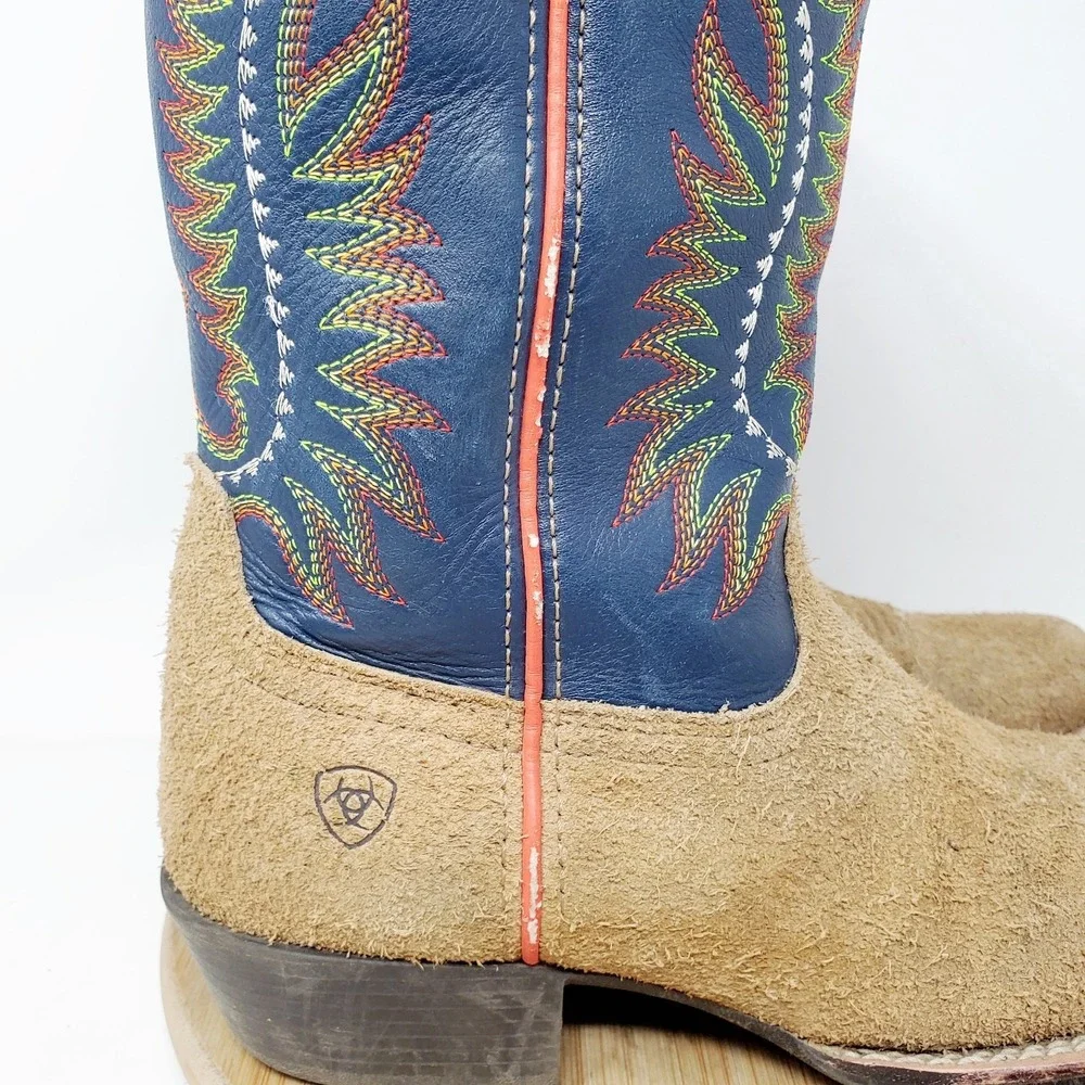 Ariat Derby Monroe Boots Kids 3 Western Roughout Square Toe Boys Girls‎ Shoes
